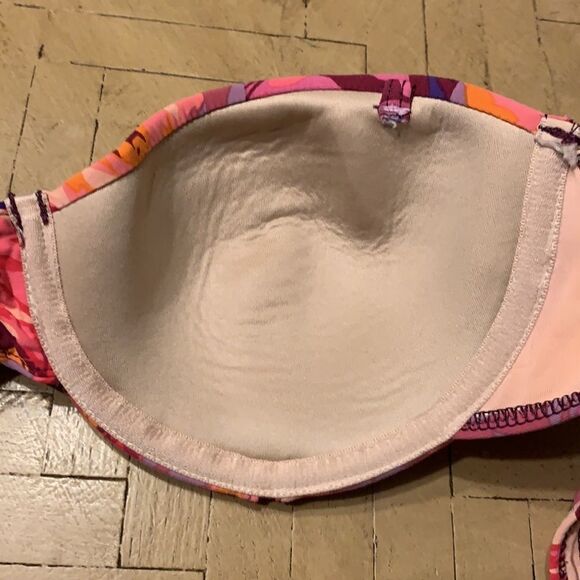 Nanette Lepore Strapless Bikini Top S Pink Floral - Picture 10 of 11